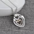 The Best Custom Mother's Day Jewelry Double Heart Crystal Pendant Necklace